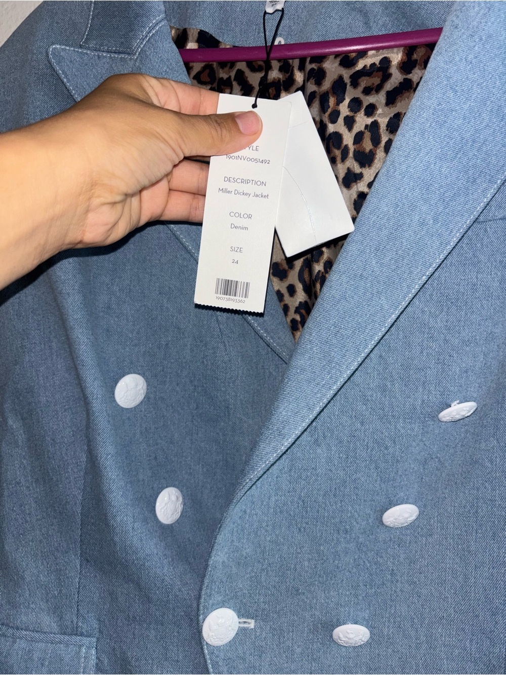 VERONICA BEARD Dickey Jacket Women sz 24 MILLER Denim Light Blue Jean Blazer NWT - Picture 7 of 9
